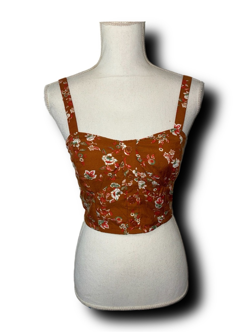 B.O.G Collective Boho Fall Colors Floral Crop Tank Top